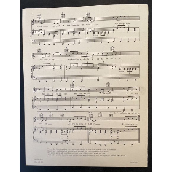 Vintage 1970 Sheet Music “Everything Is Beautiful” by Ray Stevens Thick Paper - Picture 3 of 3